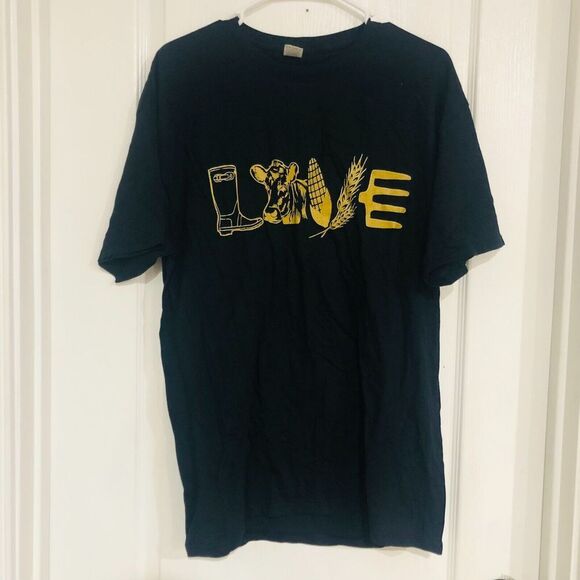Fruit of the Loom‎ Men's Cotton Tee T-Shirt Love Short Sleeve Black Size Large - Picture 2 of 6